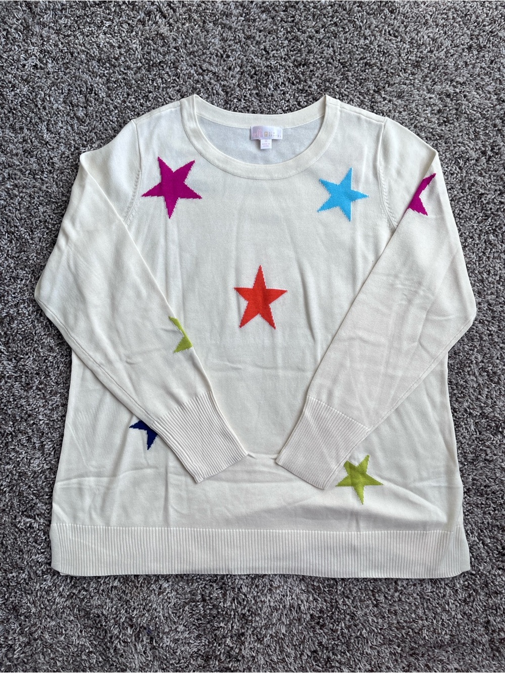 Belle by Kim Gravel Cream Star-Print Women’s Sweater